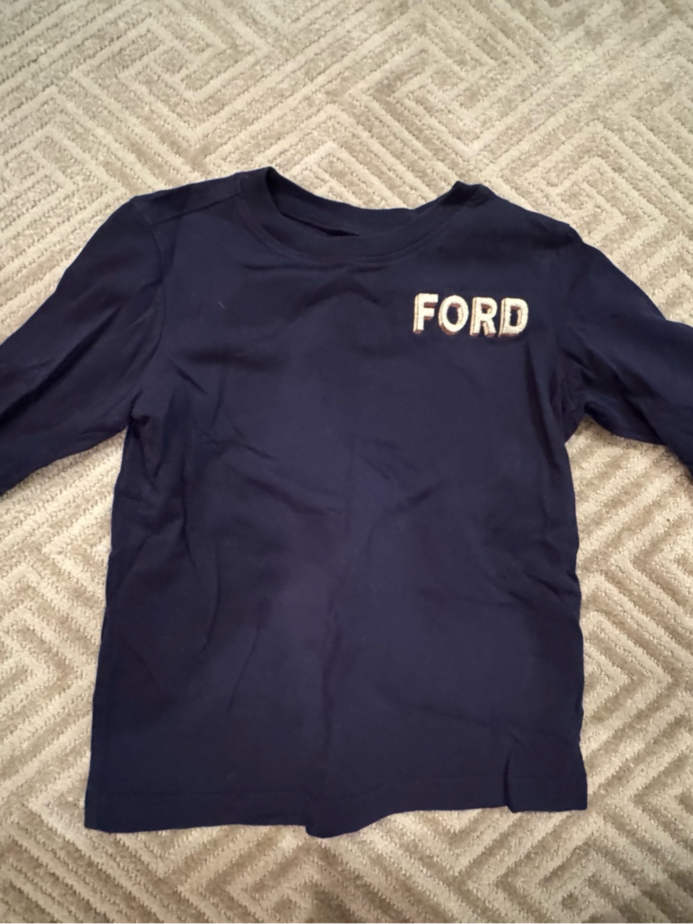 Navy Blue Primary Long Sleeve T with “Ford” monogrammed 3T